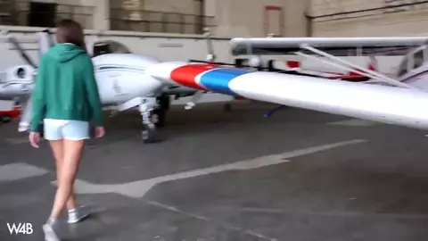Naked Fly Girl - Model Topless in the air. Documentary
