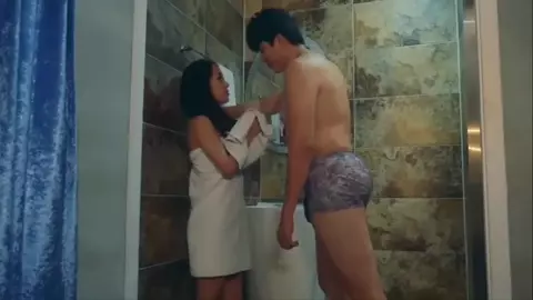 Oriental girl falls in love with man who gives cunnilingus and comes on her leg