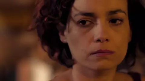 Striptease and lesbian sex scene of two movie stars from the horror movie Trauma (2017)