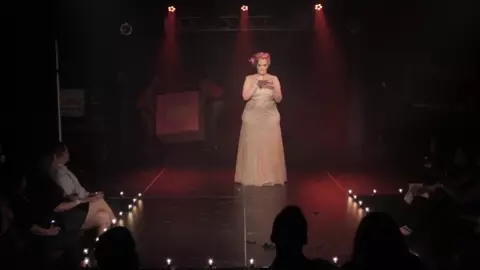 Naked on Stage Burlesque Performer Nipple Slip on Stage